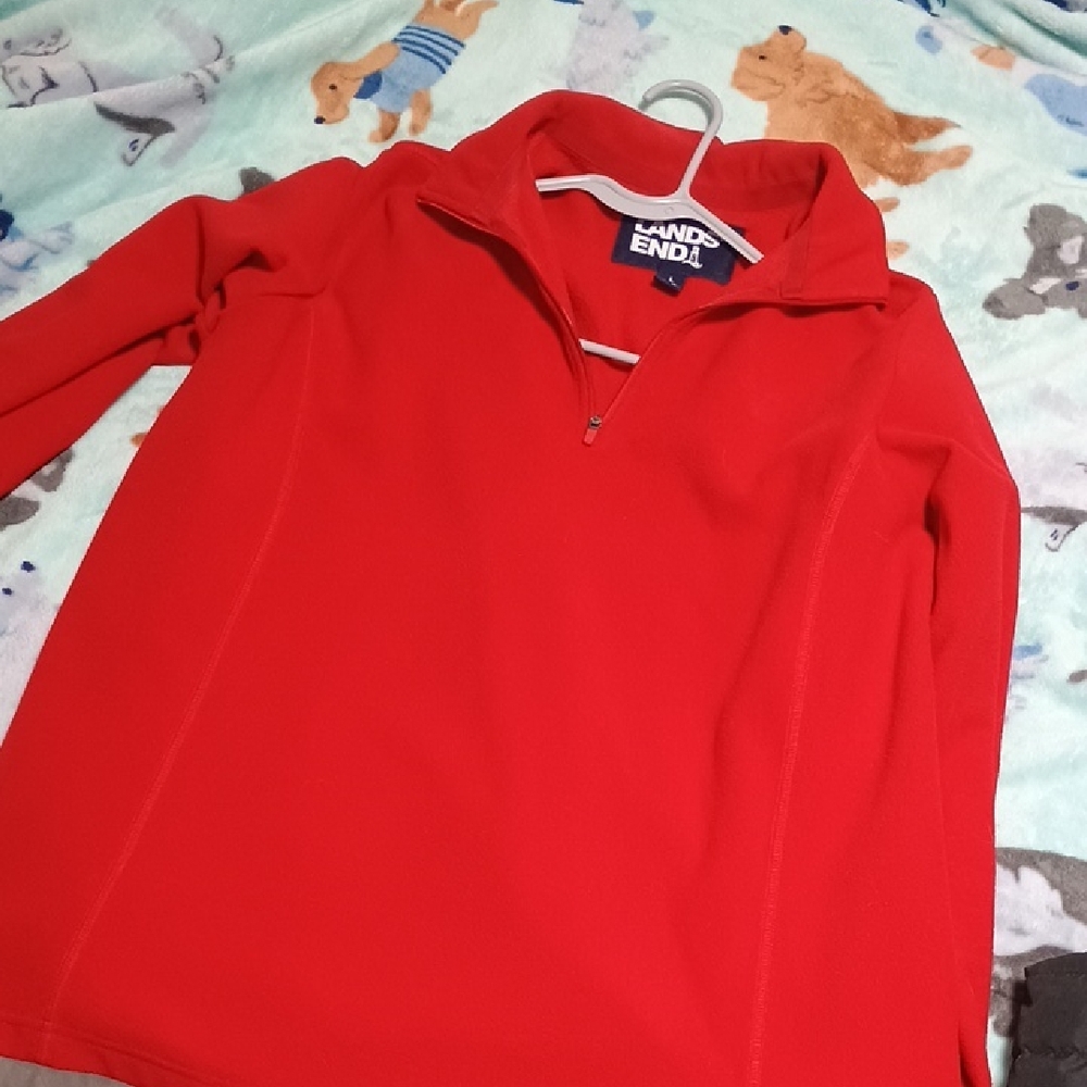 Lands' End Vibrant Red Half-Zip Top
